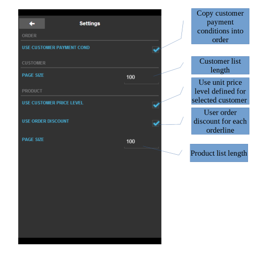 Order settings